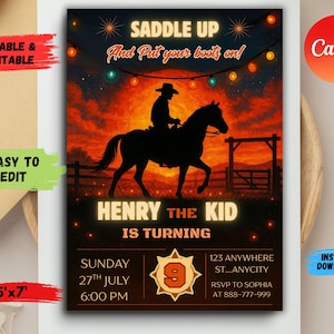 Western Birthday Invitation, denim and boots Birthday Party Invitation, Country Invitation Birthday, Western Cowboy Birthday Invitation