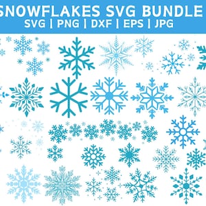 Peut inclure: Une collection de 40 illustrations de flocons de neige bleus dans différents styles et tailles. Les flocons de neige sont isolés sur un fond blanc.