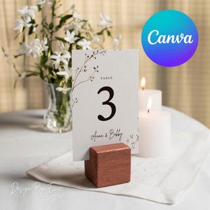 Elegant Wedding Table Number Card Template | Editable Canva Digital Template