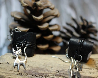 Mini leather books earrings