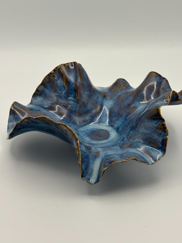 Handbuilt Blue Ruffled Ceramic Decorative Bowl, Wavy Edge - Etsy