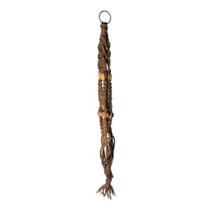 Macrame Plant Holder With Wood Beads Vintage 1970s 40 Inches