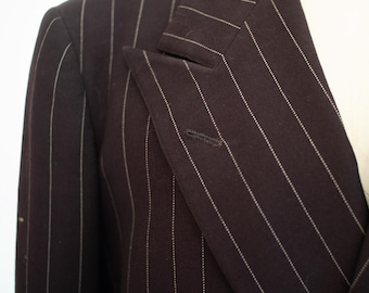 Vintage 1950 Zoot Suit Hyde Park Clothes Pinstripe Wool Custom Tailored Gangster Men&#39;s Wool Suit Fashion