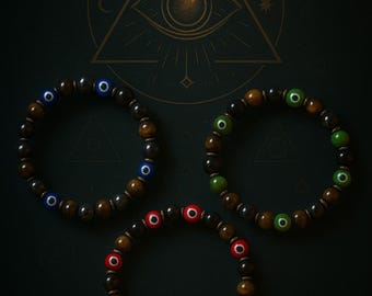 Evil Eye Protection Bracelet – Natural Stone Beads | Handmade Turkish Amulet Jewelry for Men & Women | Spiritual Energy Gift