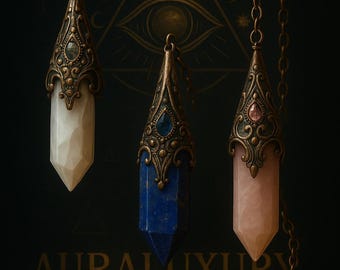 Faceted Crystal Pendulum, Dowsing Pendant Tool, Crystal Necklace, Silver Chain Witch Pendulum, Divination Tool