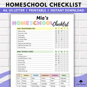 Editable Homeschool Checklist: Daily & Weekly Planner (Digital Download)