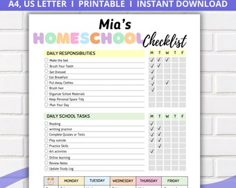 Editable Homeschool Checklist: Daily & Weekly Planner (Digital Download)
