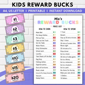 Druckbare Kinder Belohnung Bucks, Belohnungssystem für Kinder, Mom Bucks, Kinder Belohnungsgutscheine, Chore Bucks, Mom Geld, Good Behaviour Bucks, bearbeitbar