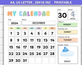 Kinder Tages-Kalender: Englisch, Deutsch und Englisch