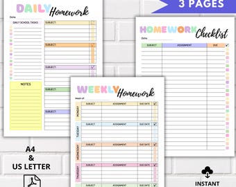 Editable Homework Planner: Weekly & Daily Checklist (PDF)