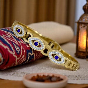Evil Eye Bracelet for Women Inlaid Zircon Stainless Steel Bangle  Waterproof Charm Jewelry Wristband Gift for Her Women's Bracelet Evil Eye