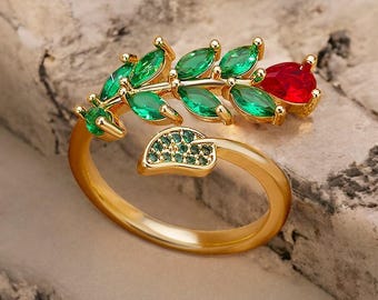 Zirkoon blad bloem ring voor vrouwen verstelbare roestvrijstalen glans band trendy luxe bruiloft sieraden vrouwen bloemenring cadeau voor haar