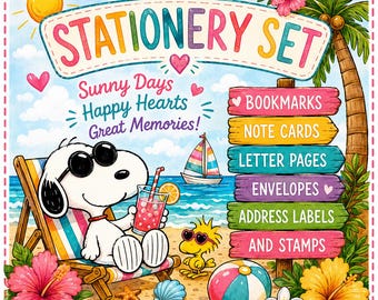 Hello Summer It's Snoopy Stationery Set *digital download*