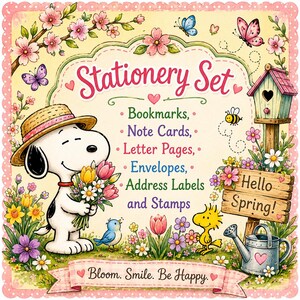 Hallo lente, Snoopy roept! Briefpapierset *digitale download*