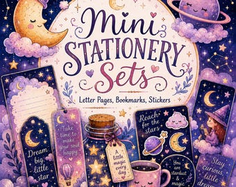 Whimsy Celestial Mini Stationary Set Digital Download