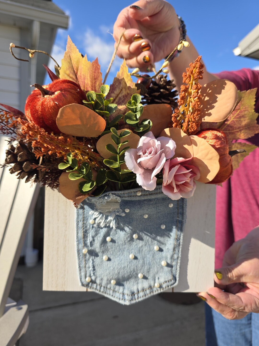 Fall Wall Hanger With Pumpkins & Pearls - Etsy