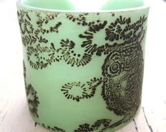 Jade Style Green Owl Cuff Bracelet, Owl Design, Handmade Jewelry by theshagbag on Etsy, PLEASE READ  DESCRIPTION!