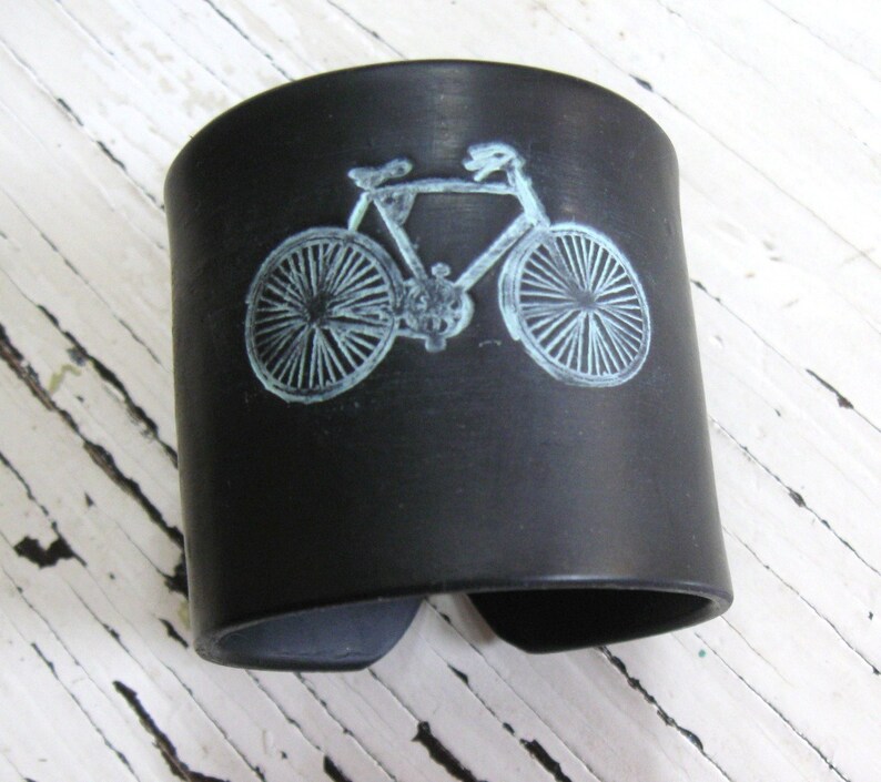 Black Bicycle Cuff bracelet, Handmade Jewelry by theshagbag on Etsy, PLEASE READ DESCRIPTION imagem 2