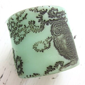 Jade Style Green Owl Cuff Bracelet, Owl Design, Handmade Jewelry by theshagbag on Etsy, PLEASE READ DESCRIPTION image 2