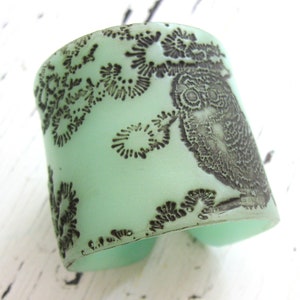 Jade Style Green Owl Cuff Bracelet, Owl Design, Handmade Jewelry by theshagbag on Etsy, PLEASE READ DESCRIPTION image 3