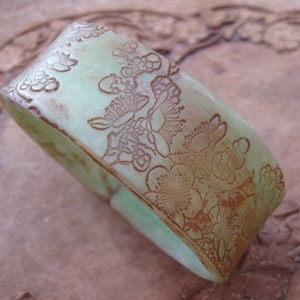 Antique Jade Style Bracelet, Asian Floral Design, Handmade Bracelets by theshagbag on Etsy, PLEASE READ DESCRIPTION image 1