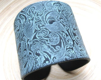 Black Cuff Bracelet, Asian Style Ornate Paisley Design by theshagbag on Etsy, PLEASE READ  DESCRIPTION!