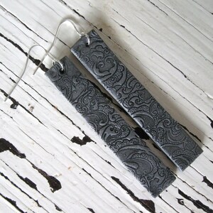 Long silver earrings, ornate Asian design by theshagbag on Etsy, PLEASE READ DESCRIPTION imagem 2