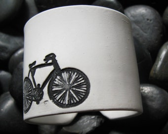 Ivory White Bicycle Cuff bracelet, Handmade Jewelry by theshagbag on Etsy, PLEASE READ  DESCRIPTION!