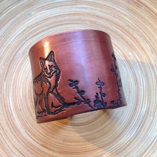 SALE Fox Cuff Bracelet Dark Copper, Bronze Wide Cuff Bracelet, Handmade Jewelry by theshagbag on Etsy