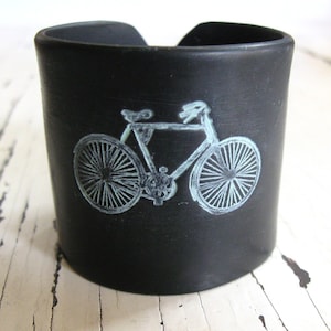 Black Bicycle Cuff bracelet, Handmade Jewelry by theshagbag on Etsy, PLEASE READ DESCRIPTION imagem 1