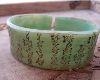 Asian Characters Design, Jade Style Cuff Bracelet, Handmade Cuffs by theshagbag on Etsy, PLEASE READ  DESCRIPTION!