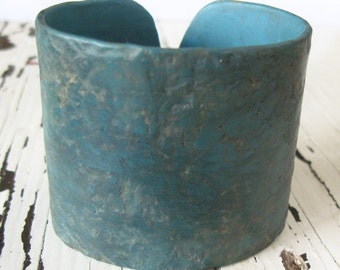 Dark Turquoise Blue Cuff Bracelet, Distressed and Rustic, Handmade Jewelry by theshagbag on Etsy, PLEASE READ  DESCRIPTION!