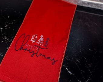 Embroidered Christmas Kitchen Towel: Personalized Holiday Decor