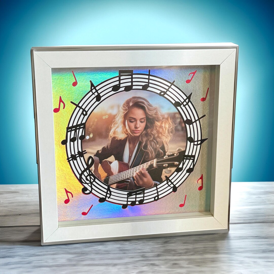 Music Themed Shadow Box Photo Frame: Holographic Foil Decor - Etsy