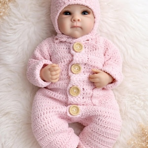 Haakpatroon voor een babyjumpsuit (PDF) – Rompertje voor pasgeborenen (0-3 maanden) – Gemakkelijke lenteoutfit voor baby's – Direct te downloaden