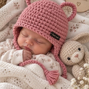 Virkmönster för kattmössa, mönster för kattöronmössa för baby, virkad mössa i PDF-format, mössa för nyfödd baby, virkad mössa för småbarn, direktnedladdning