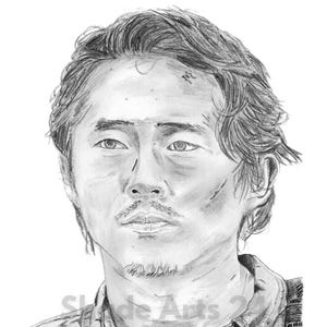 GLENN RHEE The Walking Dead Dibujo a lápiz Retrato Impresión A5