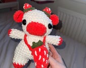 Amigurumi crotchet Strawberry cow with bag  handmade plushie