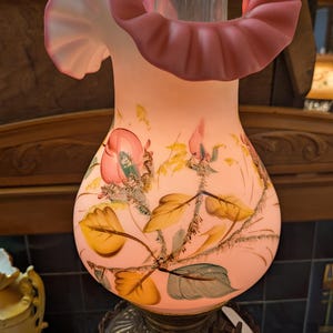 Antique Fenton Lamp. Hand Painted. One of a Kind.