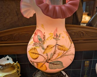 Antique Fenton Lamp. Hand Painted. One of a Kind.