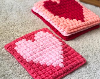 Valentine Heart Amigurumi Crochet Pattern, Easy Heart Coaster Crochet Pattern Cute Valentine's Day Heart Coaster, Heart Coaster PDF Pattern