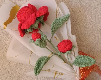 Rose Crochet Flower Pattern, Flower Bouquet Crochet Pattern, Easy Flower Crochet Patterning, Easy To Follow Tutorial, English PDF Crochet