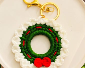 Wianek Brelok Boże Narodzenie Wzór Szydełkowy, Wianek Ozdoba Boże Narodzenie Amigurumi Wzór Szydełkowy Dekoracje Świąteczne, Szydełkowy Wzór PDF Po Angielsku