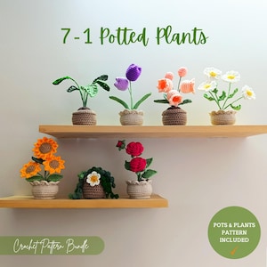 7-1 Crochet Flower Plant Pot Pattern, Potted Plant Crochet Pattern, Flower Pot Crochet Pattern, Plant Pot Crochet Pattern Mini Potted Flower