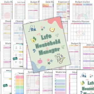 Printable  Household Life Binder Digital Home Management Planner Insert Bundle Meal Planner Household Planner Bundle Life Organizer PDF
