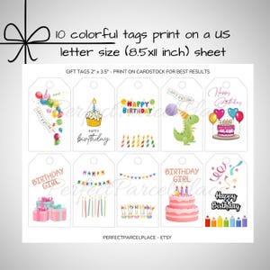 Printable Birthday Gift Tag Bundle: Colorful Designs (Digital Download)