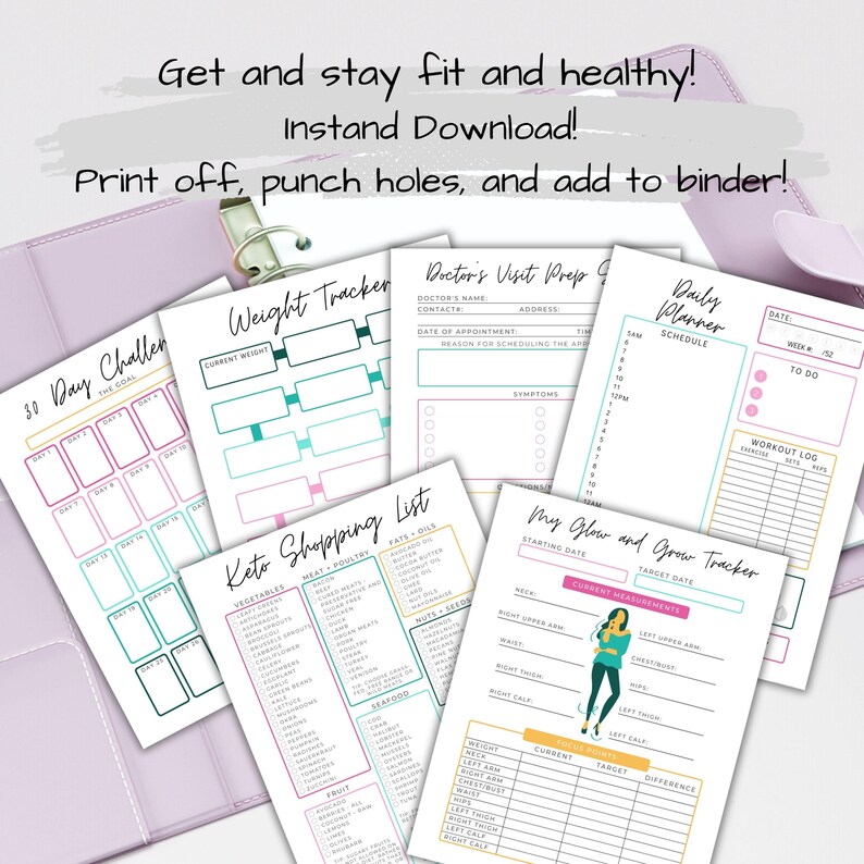 Printable Health and Fitness Binder Bundle Health Journal Exercise ...