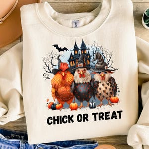 Retro Halloween Chicken Png  Chick Or Treat Png  Funny Spooky Chicken Png Trendy Halloween Shirt Design  Spooky Season Png  Pumpkin Png