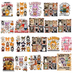 Labubu Halloween Png Bundle  Monster Doll Halloween Png  Cute Horror Movie Character Png Doll Cartoon Halloween Png  Cute Halloween Png