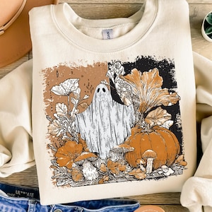 Halloween fall Ghost boho Png  girly Pink Pumpkin Png  Boho Floral Fall Png  Halloween Png  Autumn Vibes Png  Spooky Season Png